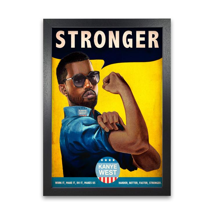 Stronger Kanye West Retro Music Poster Framed Wall Art Print