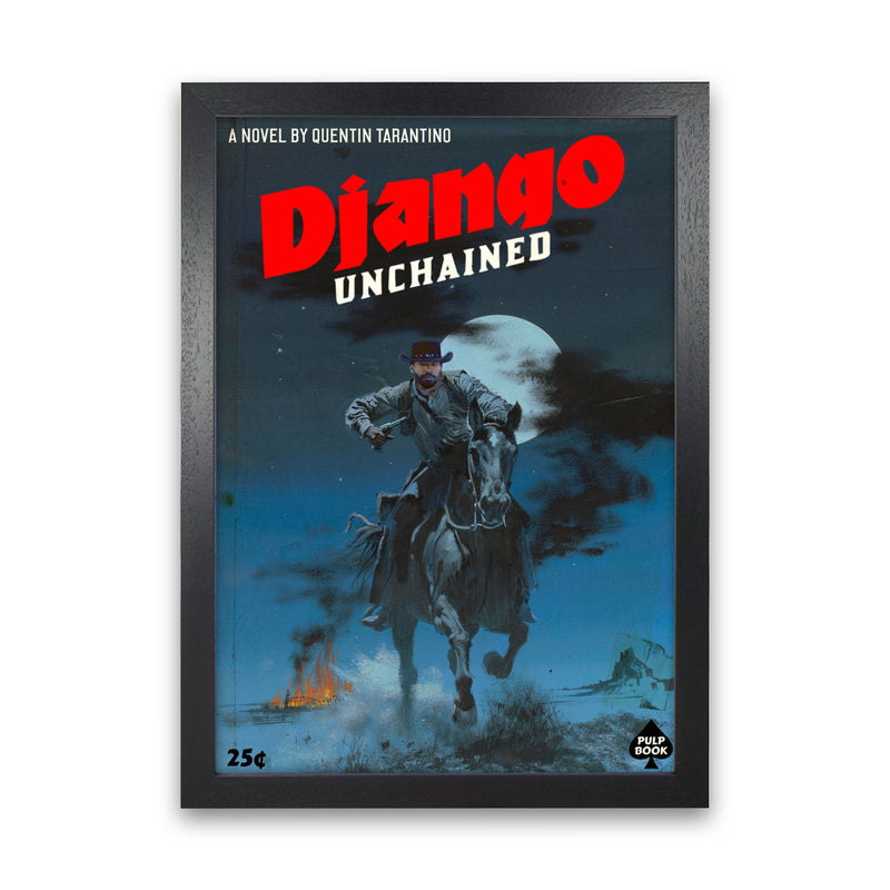 Django by David Redon Retro Movie Poster Framed Wall Art Print Black Grain