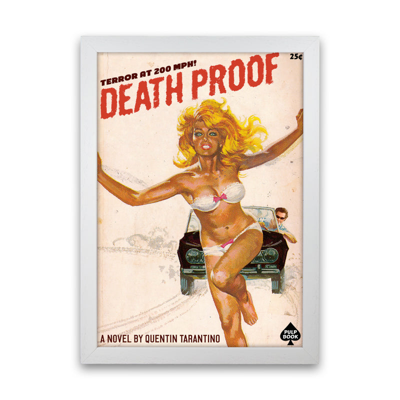 Deathproof by David Redon Retro Movie Poster Framed Wall Art Print White Grain