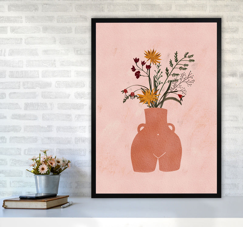 Figure Vase Flowers Art Print by Essentially Nomadic A1 White Frame