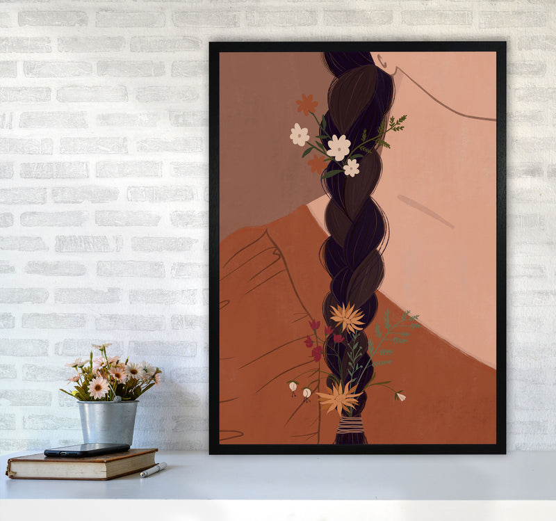 Girl Wildflower Art Print by Essentially Nomadic A1 White Frame