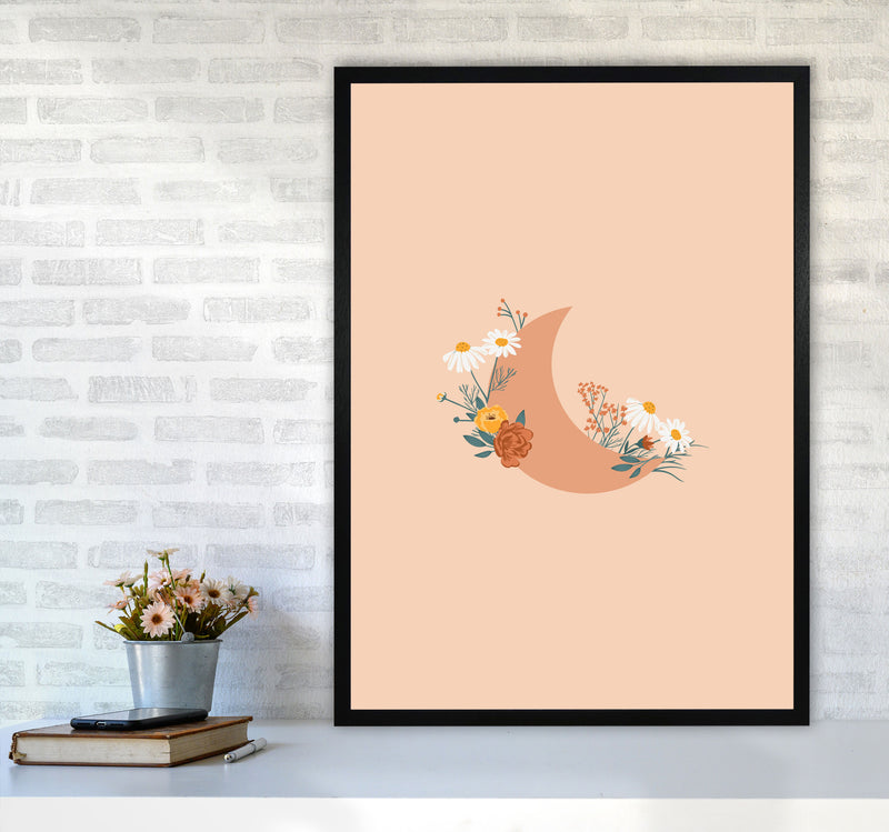 Moon Crescent Floral Art Print by Essentially Nomadic A1 White Frame