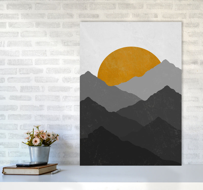 Mountain Sun Yellow Art Print by Essentially Nomadic A1 Black Frame