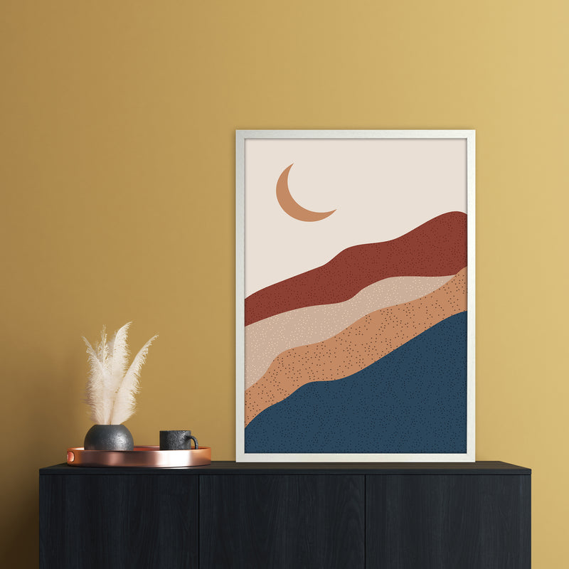 Moon Mountain Art Print by Essentially Nomadic A1 Oak Frame