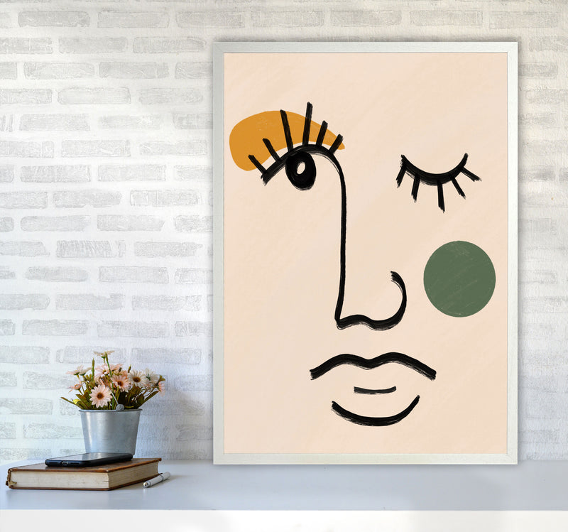 Absract 3 Face Line Art Art Print by Essentially Nomadic A1 Oak Frame