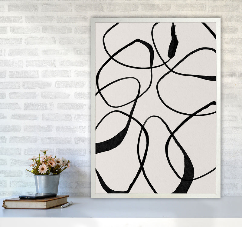 Abstract Scribble Art Print by Essentially Nomadic A1 Oak Frame