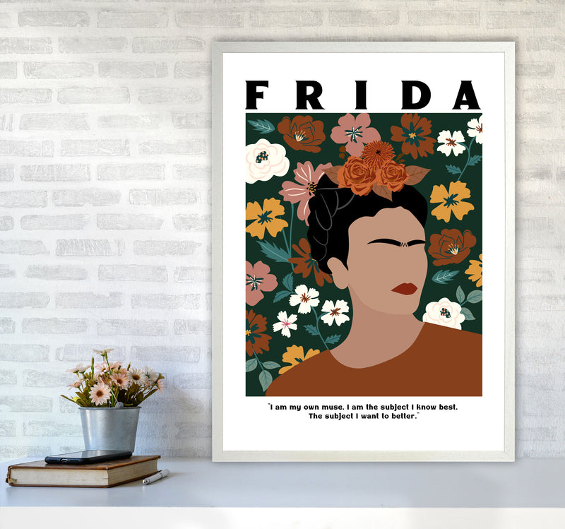 Frida Floral Art Print by Essentially Nomadic A1 Oak Frame