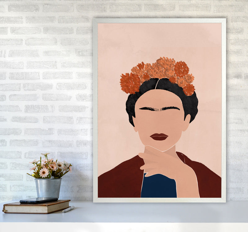 Frida Illustration Art Print by Essentially Nomadic A1 Oak Frame