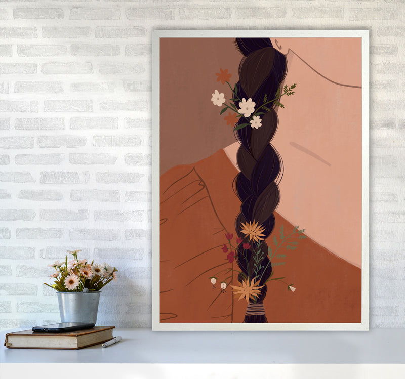 Girl Wildflower Art Print by Essentially Nomadic A1 Oak Frame