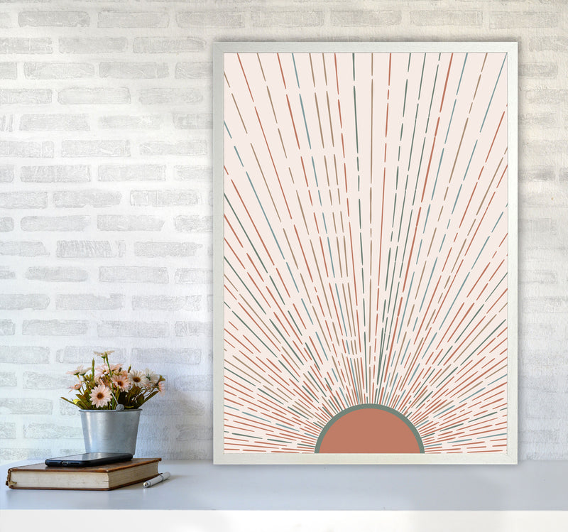 Midcentury Sun Rays Art Print by Essentially Nomadic A1 Oak Frame