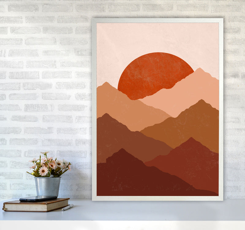 Mountain Sunset Art Print by Essentially Nomadic A1 Oak Frame