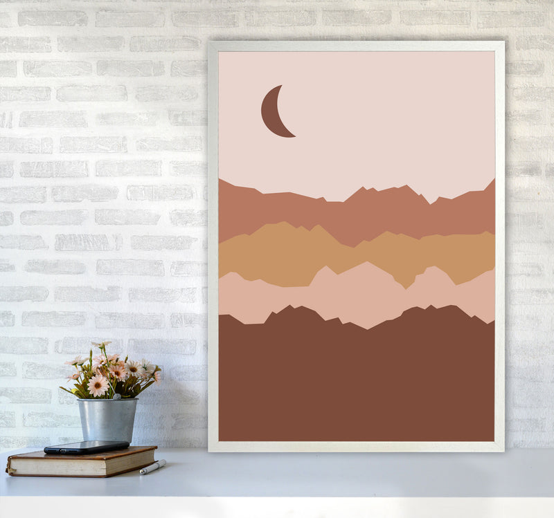 Mountain Moon Art Print by Essentially Nomadic A1 Oak Frame