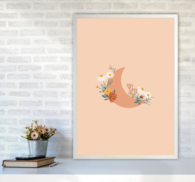 Moon Crescent Floral Art Print by Essentially Nomadic A1 Oak Frame