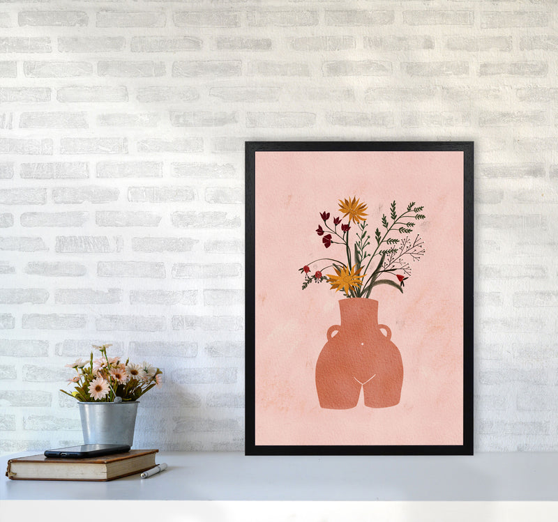 Figure Vase Flowers Art Print by Essentially Nomadic A2 White Frame
