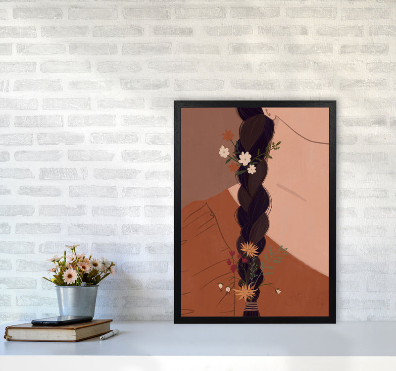 Girl Wildflower Art Print by Essentially Nomadic A2 White Frame