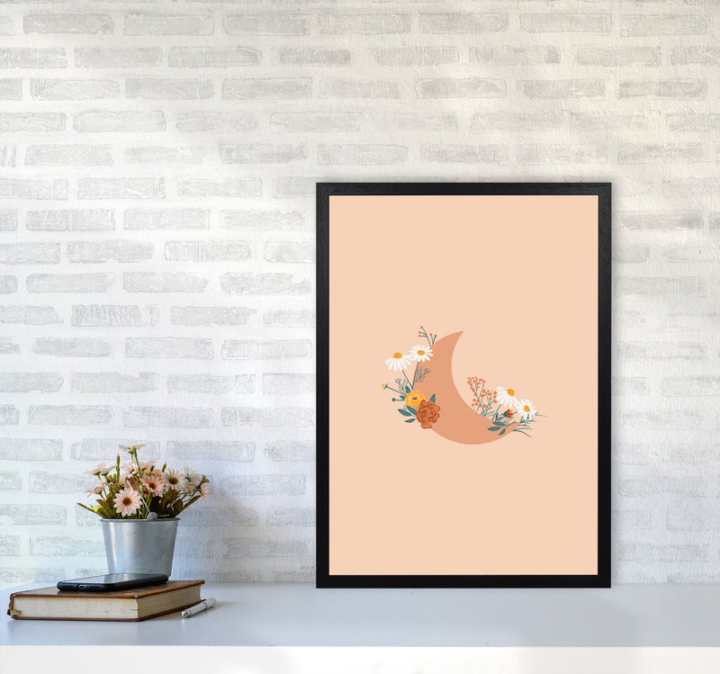 Moon Crescent Floral Art Print by Essentially Nomadic A2 White Frame