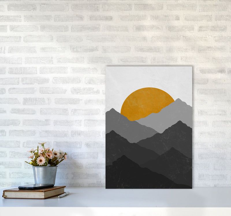 Mountain Sun Yellow Art Print by Essentially Nomadic A2 Black Frame