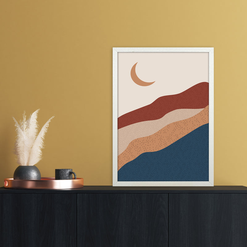 Moon Mountain Art Print by Essentially Nomadic A2 Oak Frame