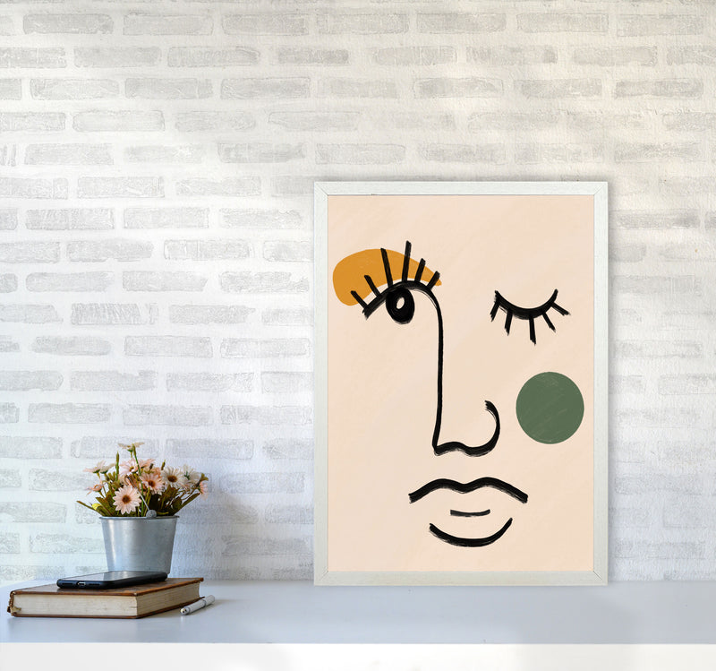 Absract 3 Face Line Art Art Print by Essentially Nomadic A2 Oak Frame