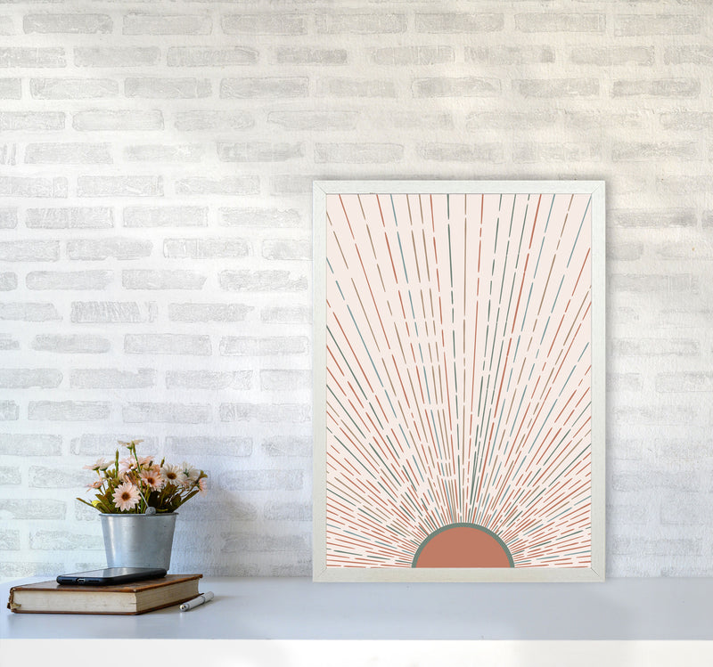 Midcentury Sun Rays Art Print by Essentially Nomadic A2 Oak Frame
