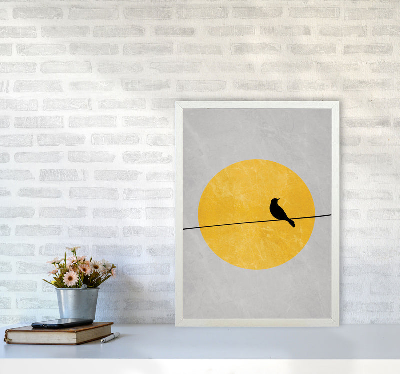 Lone Bird Art Print by Essentially Nomadic A2 Oak Frame