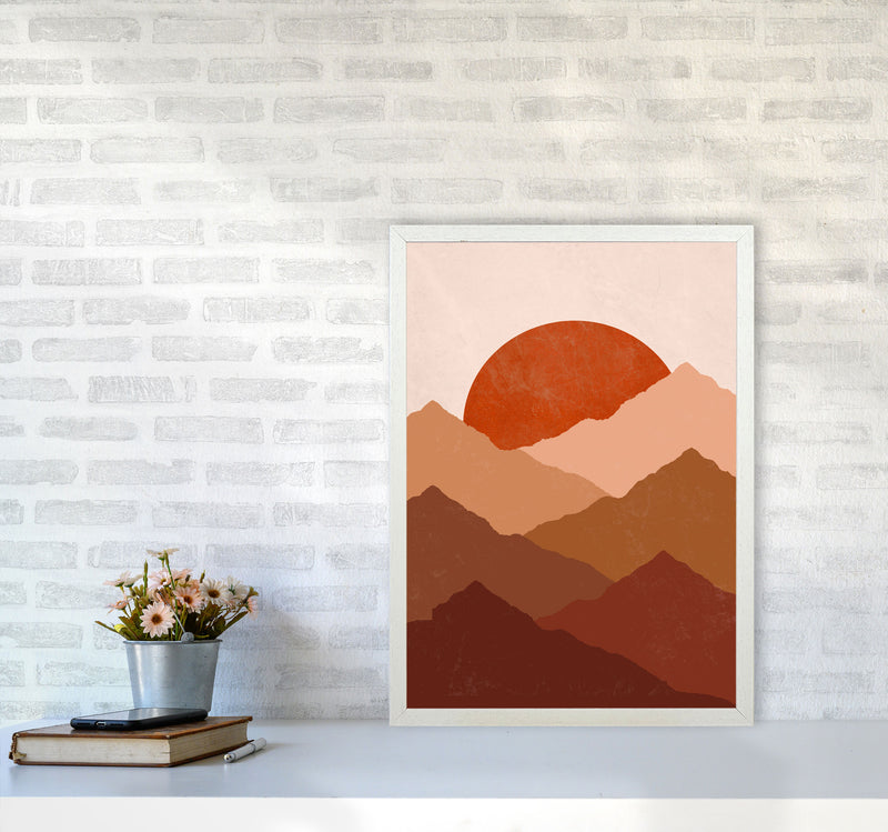 Mountain Sunset Art Print by Essentially Nomadic A2 Oak Frame