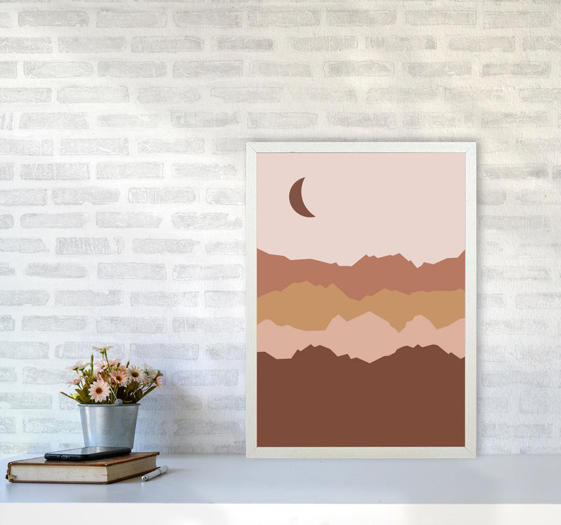Mountain Moon Art Print by Essentially Nomadic A2 Oak Frame