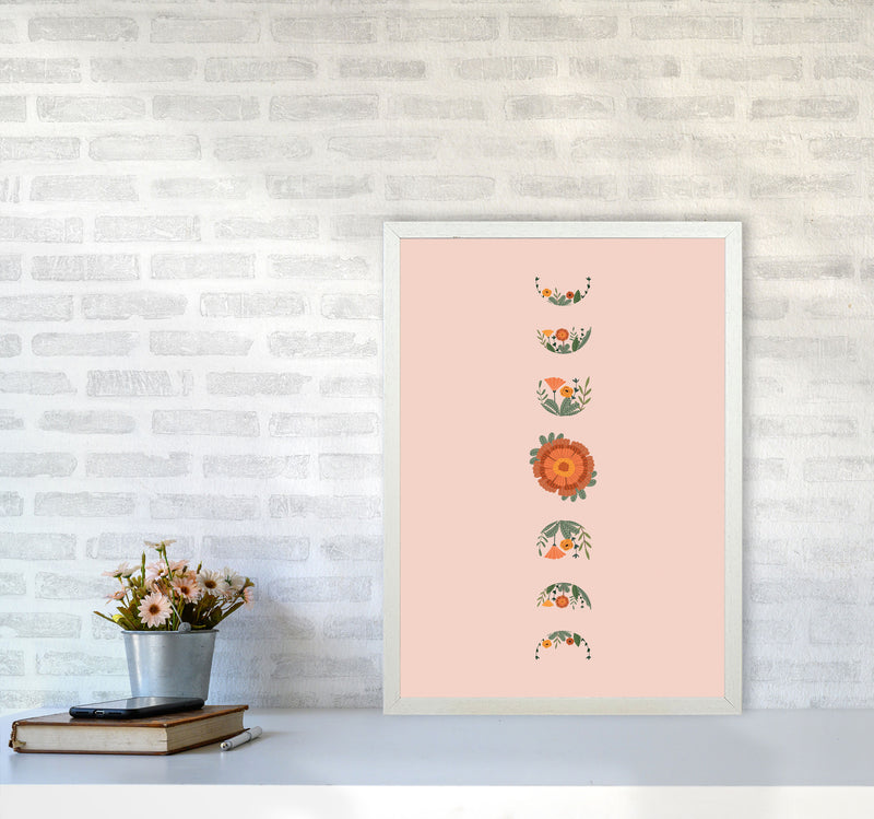 Moon Phases Floral Art Print by Essentially Nomadic A2 Oak Frame