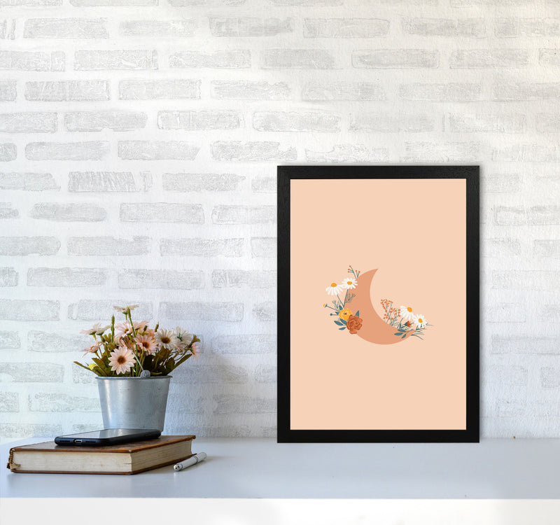 Moon Crescent Floral Art Print by Essentially Nomadic A3 White Frame