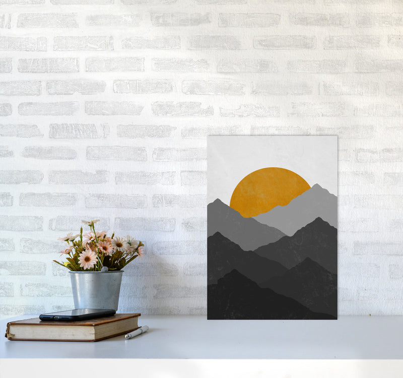 Mountain Sun Yellow Art Print by Essentially Nomadic A3 Black Frame