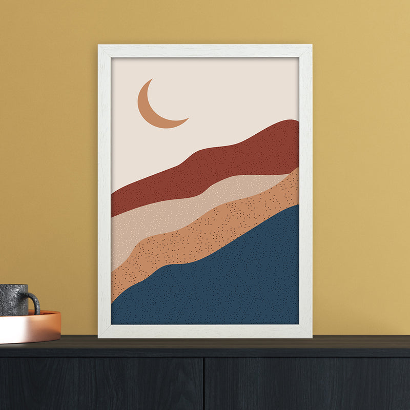 Moon Mountain Art Print by Essentially Nomadic A3 Oak Frame