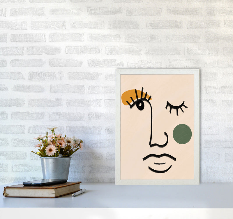 Absract 3 Face Line Art Art Print by Essentially Nomadic A3 Oak Frame