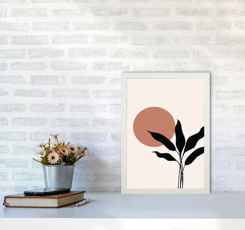 Abstract Leaf Sun Art Print by Essentially Nomadic A3 Oak Frame