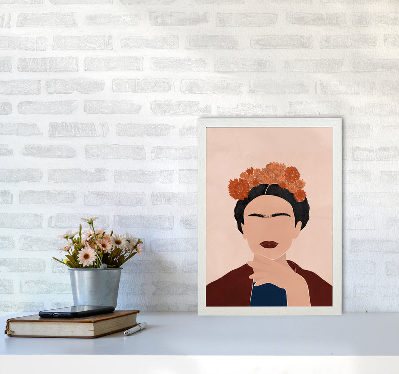 Frida Illustration Art Print by Essentially Nomadic A3 Oak Frame