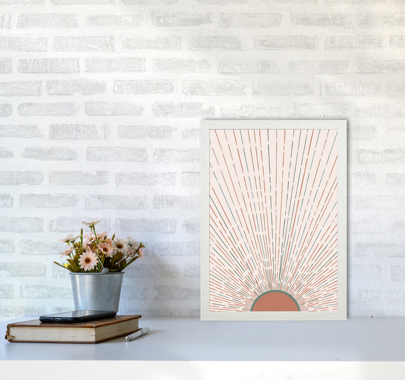 Midcentury Sun Rays Art Print by Essentially Nomadic A3 Oak Frame