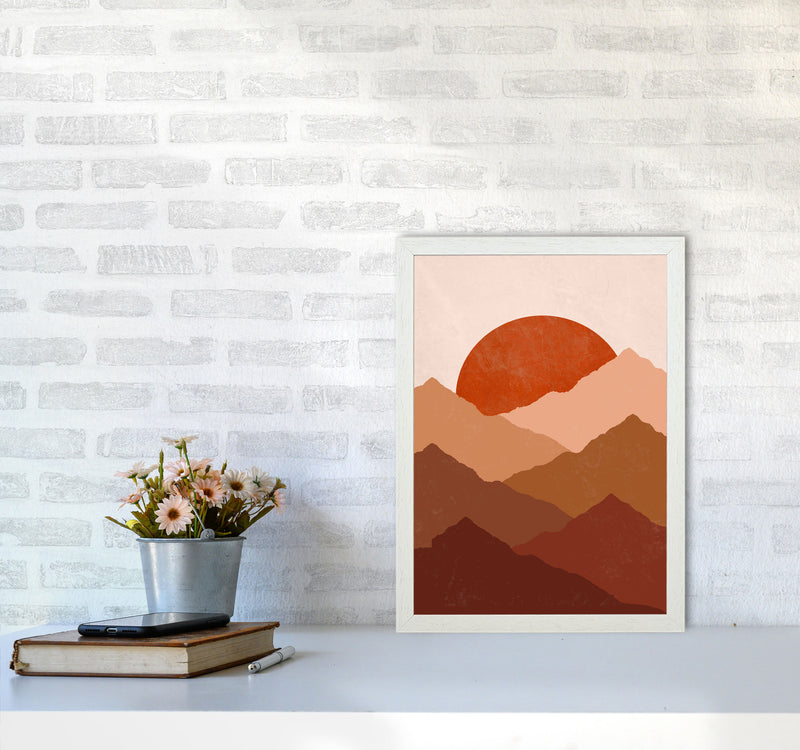 Mountain Sunset Art Print by Essentially Nomadic A3 Oak Frame