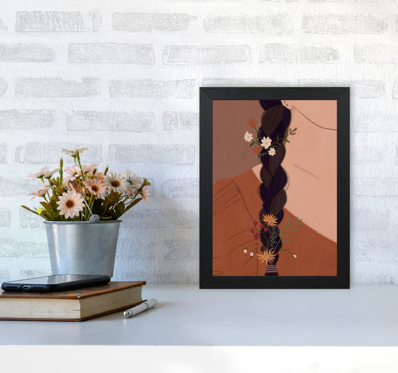 Girl Wildflower Art Print by Essentially Nomadic A4 White Frame