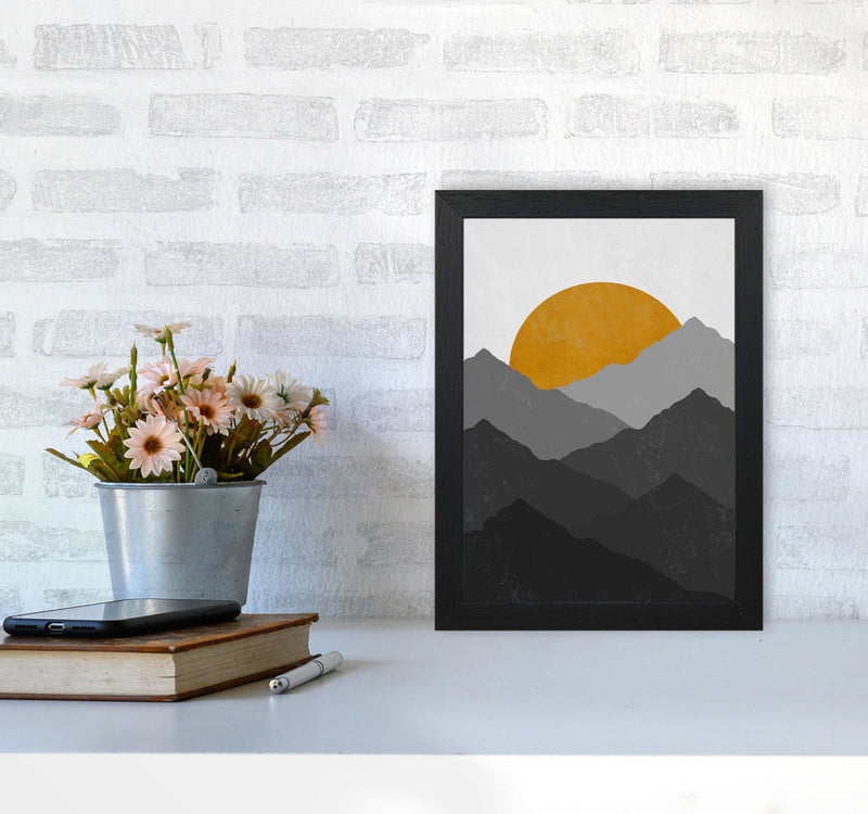 Mountain Sun Yellow Art Print by Essentially Nomadic A4 White Frame