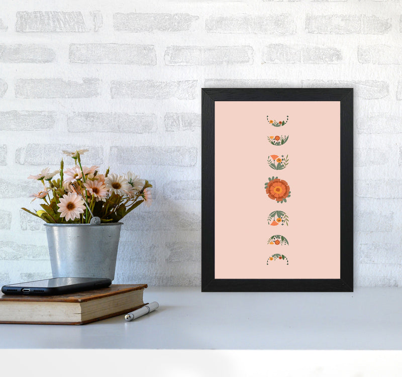 Moon Phases Floral Art Print by Essentially Nomadic A4 White Frame