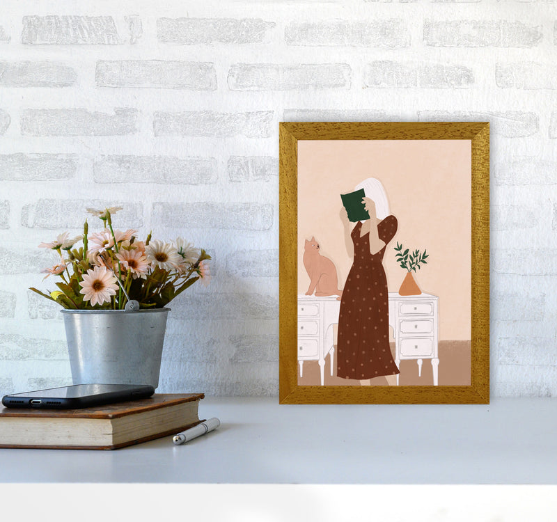 Girl Book Cat Art Print by Essentially Nomadic A4 Print Only