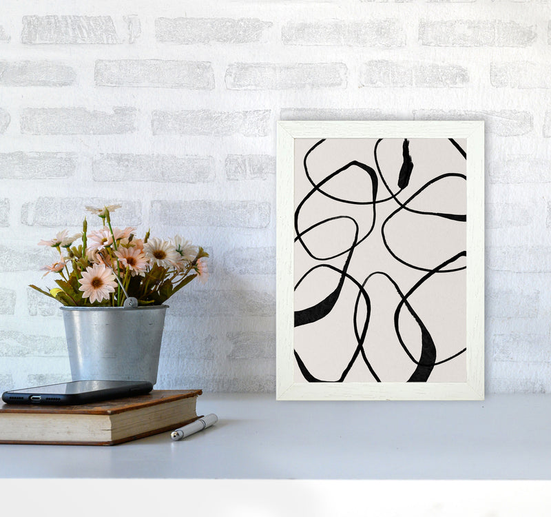 Abstract Scribble Art Print by Essentially Nomadic A4 Oak Frame