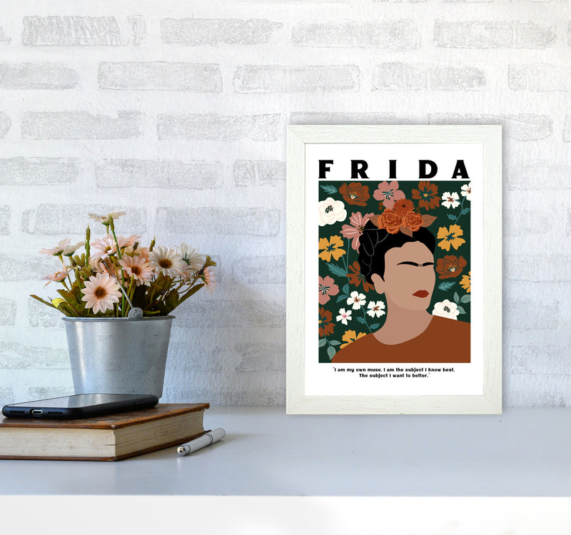 Frida Floral Art Print by Essentially Nomadic A4 Oak Frame