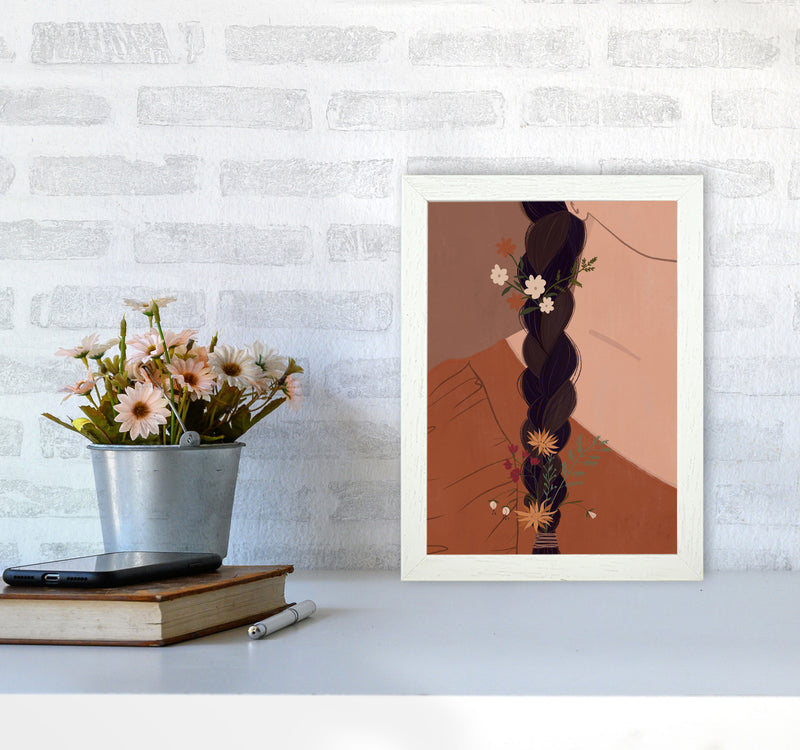 Girl Wildflower Art Print by Essentially Nomadic A4 Oak Frame