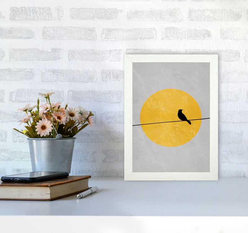 Lone Bird Art Print by Essentially Nomadic A4 Oak Frame