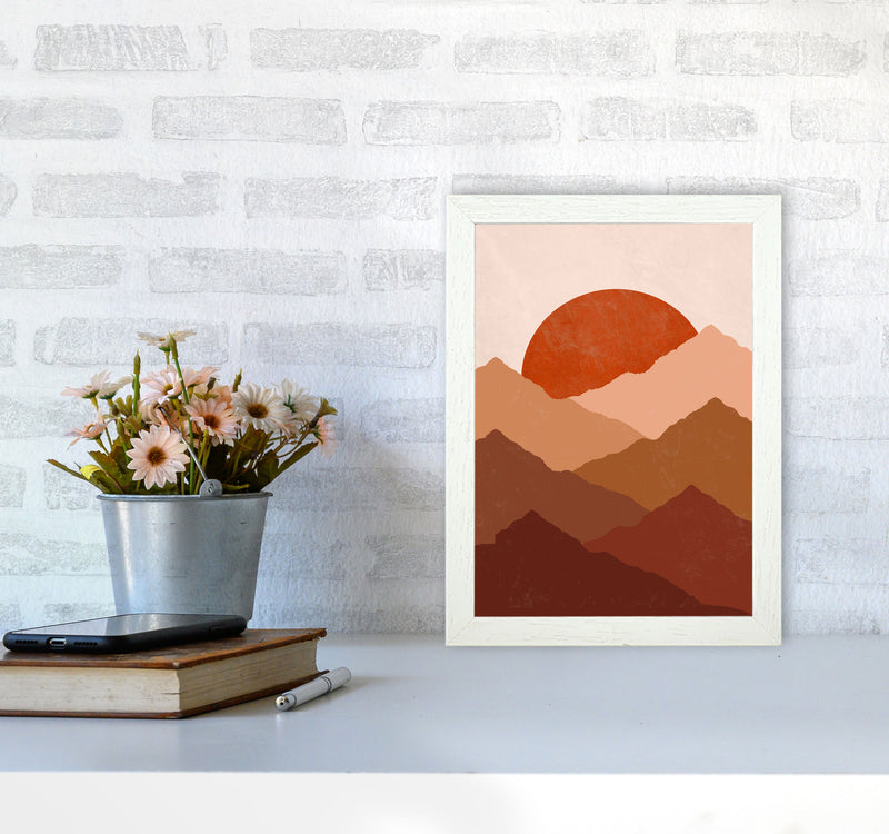 Mountain Sunset Art Print by Essentially Nomadic A4 Oak Frame