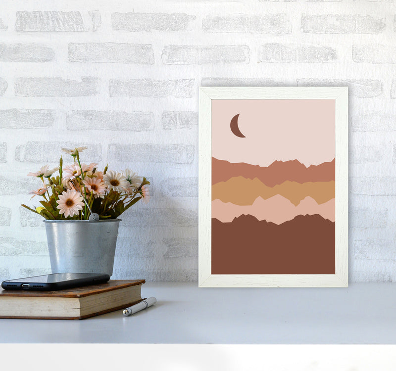 Mountain Moon Art Print by Essentially Nomadic A4 Oak Frame