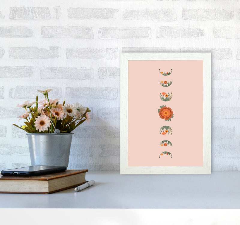 Moon Phases Floral Art Print by Essentially Nomadic A4 Oak Frame