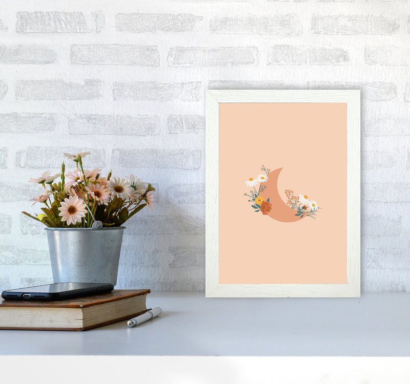 Moon Crescent Floral Art Print by Essentially Nomadic A4 Oak Frame