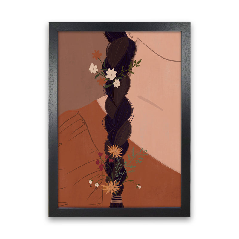 Girl Wildflower Art Print by Essentially Nomadic Black Grain
