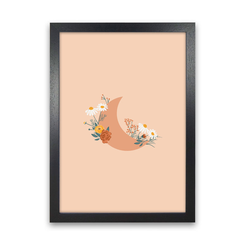 Moon Crescent Floral Art Print by Essentially Nomadic Black Grain